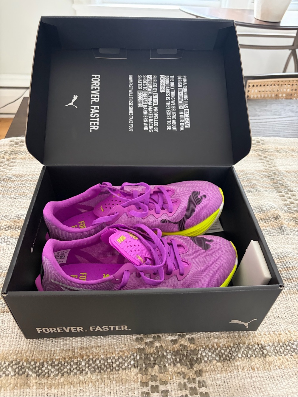 Puma Purple and Neon Yellow Women's Running Sneakers
